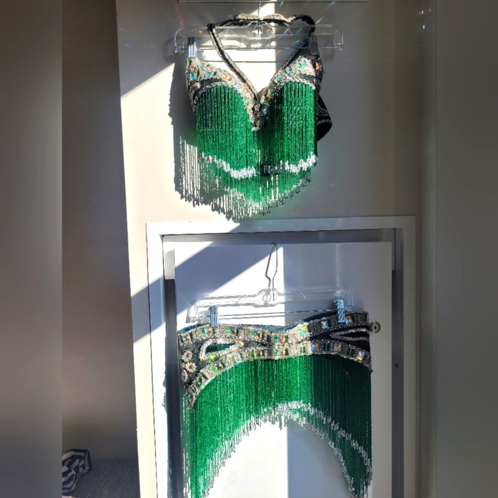 Belly dancing bra and belt outfit